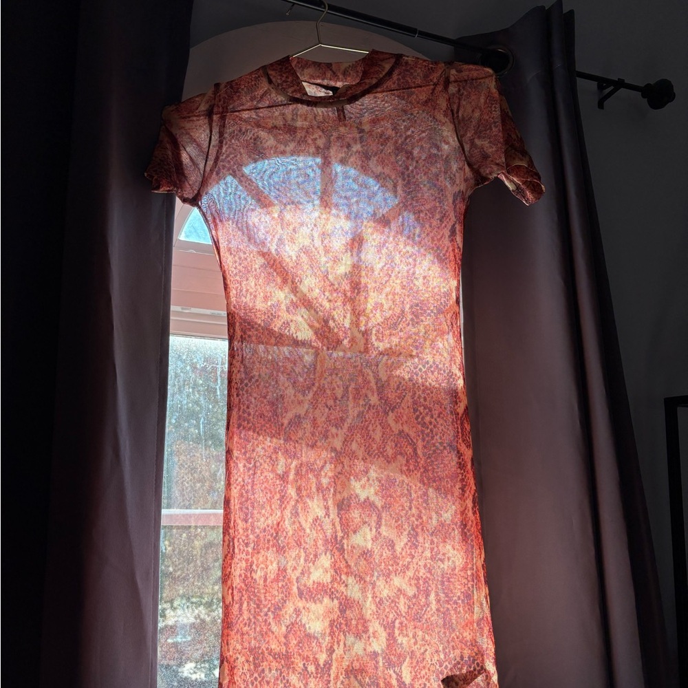 Urban Outfitters snakeskin print sheer mini coverup
